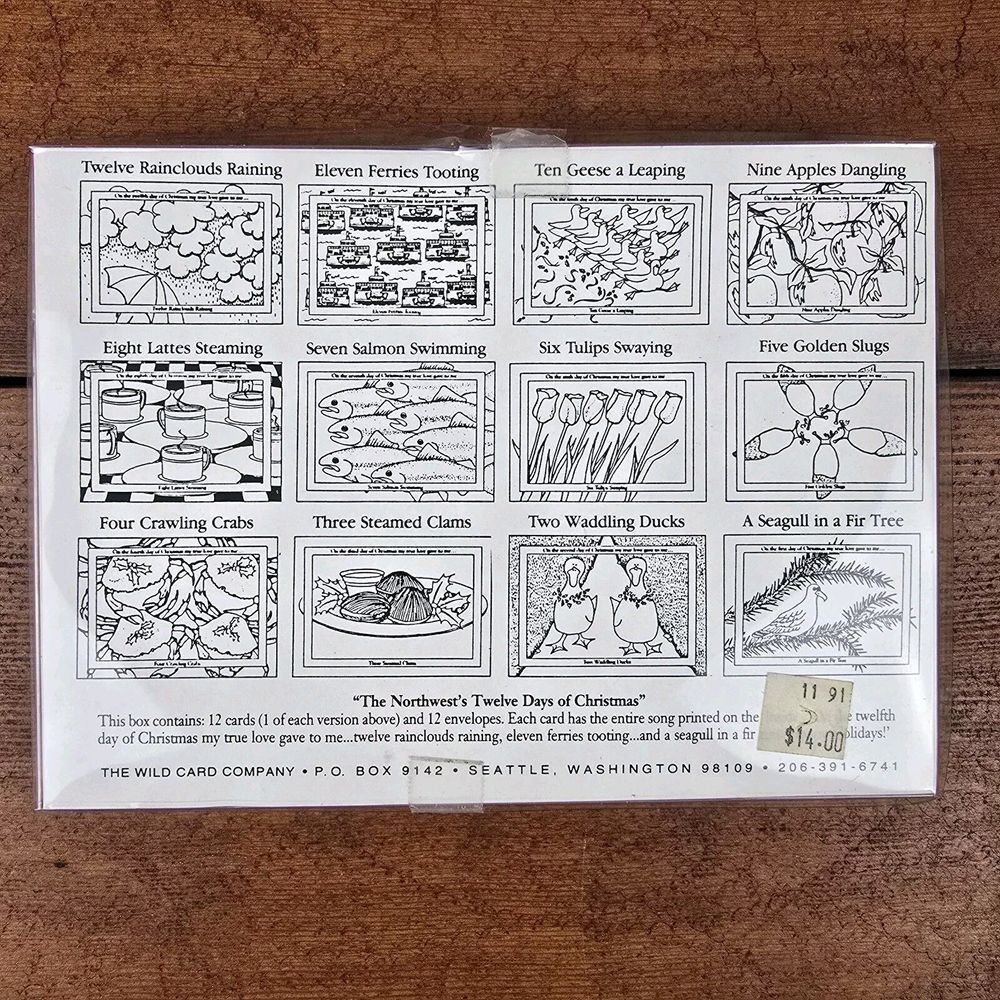 The Wild‎ Card Company 1990 Northwest 12 Days of Christmas Cards Set - NIOB